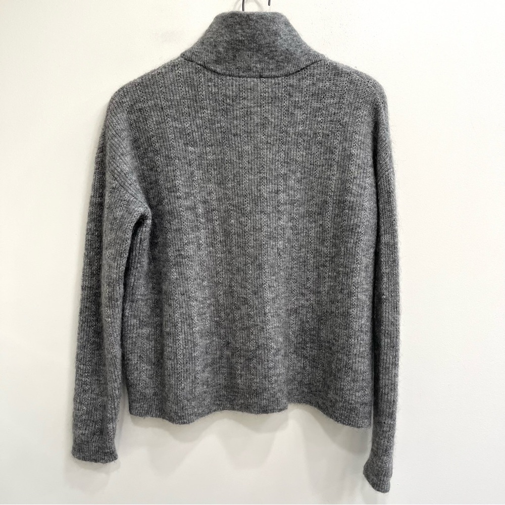 La Maille Sezane Gray Zip Front Cardigan Sweater Kid Mohair Wool Size Medium - Picture 5 of 7